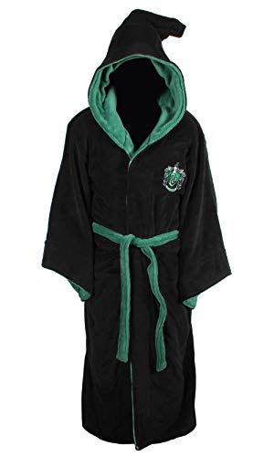 Groovy Bathrobe Albornoz con Capucha Slytherin Harry Potter, poliéster, Negro, Talla única