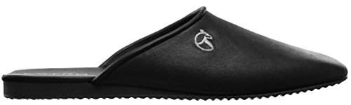 ESTRO Zapatillas De Casa De Hombre Pantuflas Casa Hombre Piel Genuina Devil (45, President)