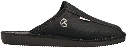 ESTRO Zapatillas De Casa Hombre Invierno Piel De Carnero Pantuflas Casa Hombre Lana Suela De Memoria Frost (Negro, 43)