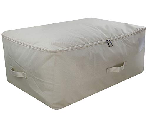 iwill CREATE PRO Mantas Debajo de la Cama de 105 l, Almohadas King Size Comforters Contenedores del Organizador de Almacenamiento, Parte Superior desabrocha en Tres Lados, Beige