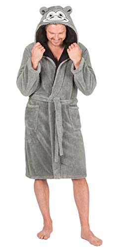 de hombre con capucha para acurrucarse Vestido De Lana Traje Con de casa calcetines - Gris simio, Large