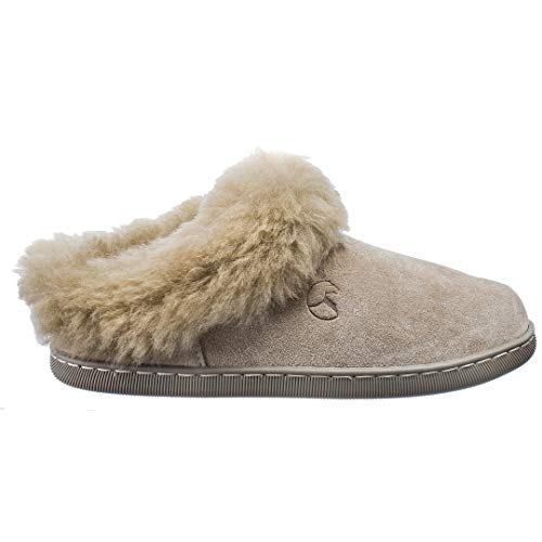 ESTRO Zapatillas Casa Mujer Invierno Piel De Carnero Lana Pantuflas Casa Mujer Piel Genuina AMIE (37, Beige)