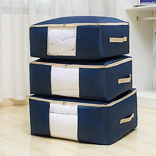Ballery Bolsa de Almacenamiento Debajo de la Cama, 3 Piezas Plegable Organizador de Edredones Manta Ropa de Polvo con la Cremallera