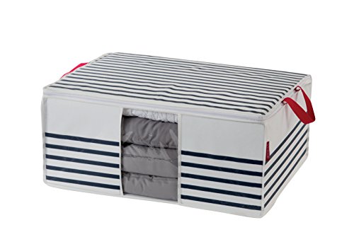 Compactor Funda Marinière, Cierre de Cremallera 100% hermético, Polypropylene y EVA, 50 x 65 x 27 cm, RAN5301, Non Woven 75Gm | Plastic Window, Blanco/Azul