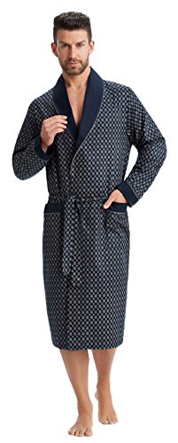 LEVERIE - Abrigo para Hombre Azul Oscuro con Estampado. 4X-Large