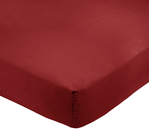 AmazonBasics - Sábana bajera ajustable (polialgodón 200 hilos) Burdeos - 150 x 200 x 30 cm
