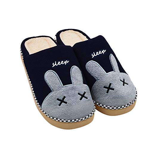 Sporzin Zapatillas de Casa para Mujer Hombre Unisexo Lindo Conejo Invierno Pelusa Zapatos Antideslizante Pantuflas