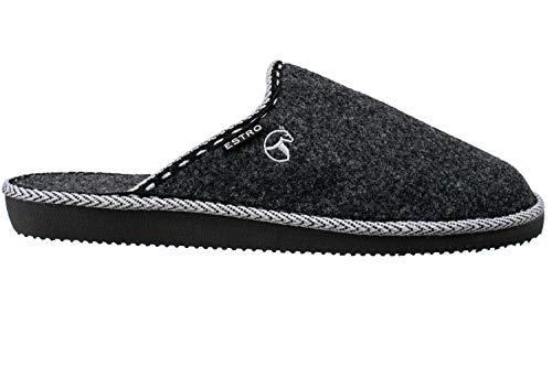 ESTRO Zapatillas De Casa Hombre Zapatillas Fieltro Pantuflas Casa Hombre F14 (44 EU, Negro)