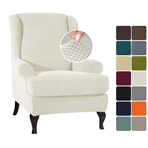 SearchI Funda Elástica de Sillón Orejero,Tejido Jacquard de Poliéster y Moderna Funda para Sillon Duplex,Cubierta de Muebles Desmontable y Lavable,Funda Protector para Sillón Universal Turquesa