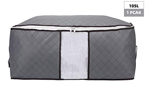 1 Piezas Organizadores Plegables para Bolsas de Almacenamiento, para la Organización Guardarropa Almacenamiento y Organización de Edredón, Sábanas Fundas Mantas y Ropa Fuera de Temporada(Gris)