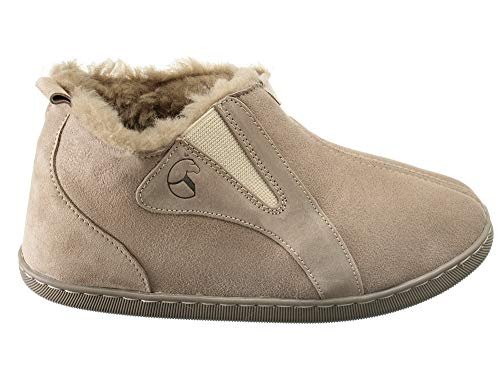 ESTRO Zapatillas De Casa Mujer Invierno Piel De Carnero Pantuflas Casa Mujer Piel Genuina Lana Royale (40, Beige)