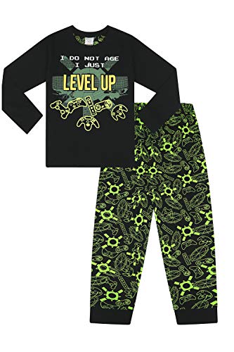 Pijama Largo para niños con Texto en inglés I Do Not Age I Just Levant Negro Negro (15-16 años