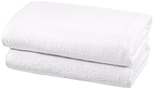 AmazonBasics - Juego de 2 toallas de secado rápido, 2 toallas de baño - Blanco