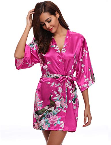Aibrou Kimono Mujer Batas Cortos Lenceria Pavo & Flores