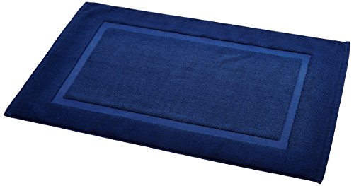AmazonBasics Badvorleger mit rechteckiger Bordüre, Marineblau, 100% Baumwolle