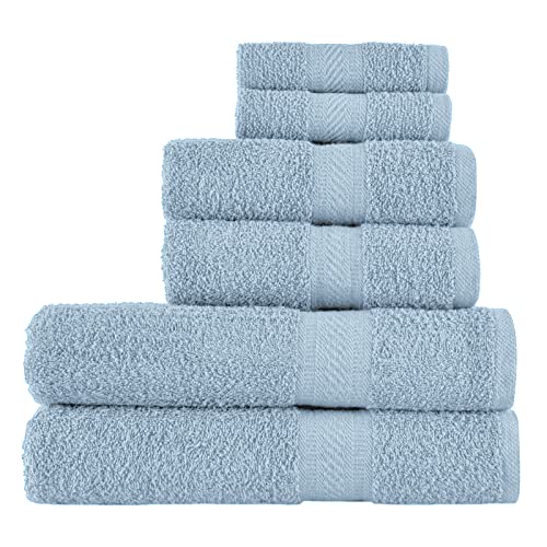 SweetNeedle - Uso diario Juego de toallas de 6 piezas, Azul Claro - 2 toallas...