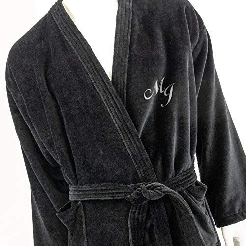Albornoz para hombre personalizados, kimono con monograma, de color negro