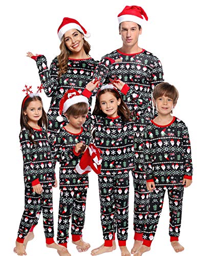 Aibrou Pijamas de Navidad Familia Conjunto Algodón Ropa de Dormir Otoño...