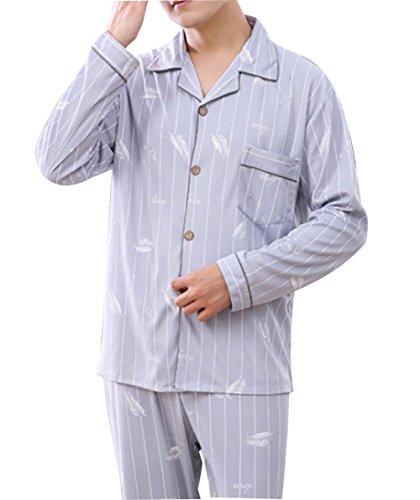Mens Pijamas de algodón para Hombre Loungewear Conjunto Ropa de Dormir de...